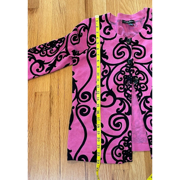 Designers Originals Pink & Black Swirl 3 Button Cardigan - size‎ M - Picture 4 of 7
